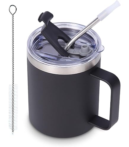 TB Tazza Termica In Acciaio Inox 1,134L Con Manico E Cannuccia – Mantiene Freddo 24h E Caldo 9h – Ideale Per Viaggio, Caffè, Acqua, Bibite