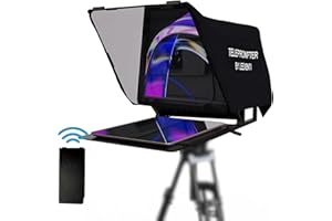 Leeventi Teleprompter Kompatibel mit iPad, Tablet, Smartphone und DSLR Kamera, Steuerung per Fernbedienung oder App Kompatibel mit Android und IOS, Ideal für Videoaufnahmen (Version 4.0)