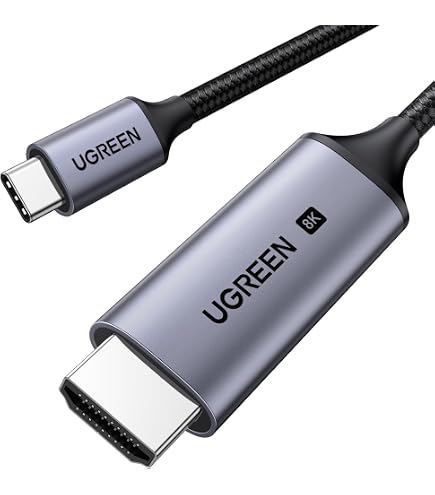 UGREEN Câble USB C vers DisplayPort 2.1 40Gbps 16K@30Hz 8K@120Hz Thunderbolt 4/3 vers câble DisplayPort en aluminium tressé compatible iPhone 15 Pro Max, Galaxy S24, MacBook Pro/Air, iPad, Mac mini