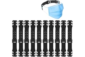 YSSHUI Lot de 10 barrettes d’attache pour masques, extension de cordon réglable pour soulager la pression et la douleur au niveau des oreilles pour adultes et enfants, noir