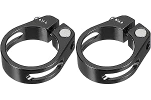 PATIKIL 34.9mm Cycles Bike Seat Post Clamp, 2 Pcs Aluminum Alloy Seat Tube Clip Bike Quick Release Clamp for Mountain Bike Road Bike Gear Track Bike Folding Bike Black