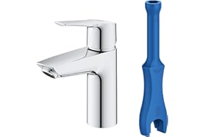 Grohe Start QuickFix- Grifo de lavabo monomando S (vaciador push-open, menor consumo de agua, instalación rápida, altura 165mm), cromo, 23551002
