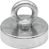 80mm DEV Deniz Mıknatısı - Fishing Magnet - Neodyum Daimi &Ccedil;elik Mıknatıs - Halkalı Pot Mıknatıs - Nikel Kaplı - Paslanmaz - K