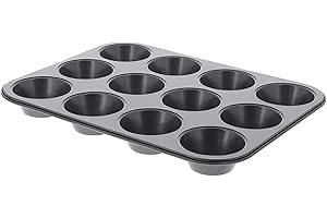 De Buyer - Plaque de 12 muffins en acier antiadhésif - 34 cm x 26 cm x 3 cm -, Noir