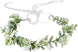 DRERIO Grüne Blume Krone Mädchen Stirnband Zarte Kopfkette Künstliches Stirnband Fee Grüne Krone Haarbänder Mädchen Krone Haarschmuck für Reisen Hochzeit Festival Mädchen Geschenk