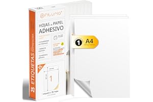 Feuilles A4 d'Étiquettes Adhésives Blanches, Créez vos Autocollants Personnalisés toute Surface, Papier A4 Adhésif Sécurisé, Étiquette Adhésive à Imprimer - Ofituria (1 par feuille, 25 feuilles)