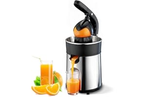 Romon Presse Agrumes Électrique, Presse Electrique Machine a Jus 85W Manuel Petit en Inox 2 Sens Rotation Système Anti-goutte sans BPA pour Oranges Citron Agrumes