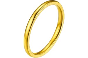 PROSTEEL El Anillo para hombre y mujer personalizable de acero inoxidable/chapado en oro, anillo de alianza simple de 2 mm/4 mm/6 mm/8 mm, talla 47/49/52/54/57/59/62/64/67/69
