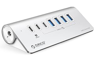 usb Hub ORICO USB C 3.2 Gen 2 a 7 porte 10 Gbps, Multi Adattatore con 2 C, 4 A, PD 60W, Sdoppiatore in alluminio