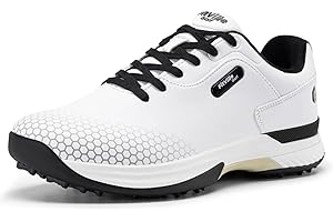 FitVille Extra Weit Golfschuhe für Herren Breit Golfschuh Herren mit Schnürung Atmungsaktiv Trainingsschuh für Golf Grau Weiß Gr.40-49