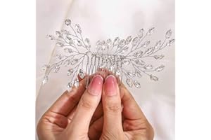 IYOU Pettine per capelli da sposa con strass laterali accessorio per capelli da sposa per donne e ragazze (argento)