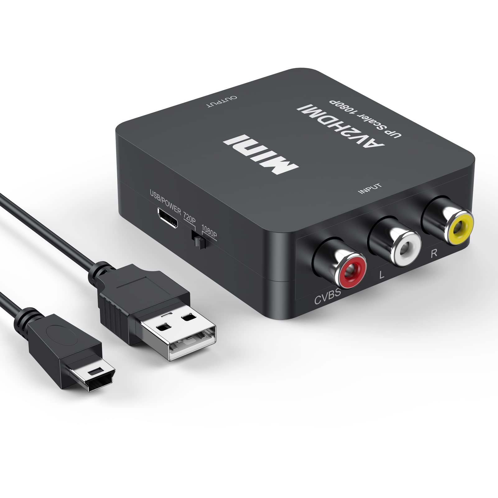 JasRoum AV RCA to HDMI, HDMI to RCA Converter Composite 1080P RCA CVBS AV Audio Video to HDMI Adapter Supporting PAL/NTSC for TV, PC, Laptop, Xbox, PS2, PS3, STB, VHS, DVD