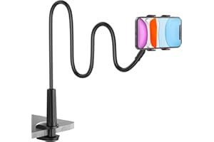 Shawe Handy Halter für Bett, Schwanenhals Handy Halterung - Flexible Lang Arm Handyhalterung Ständer für iPhone 16 15 14 13 12 11 Pro XS Max X 8, Samsung S10 S9, 4-6,5 Zoll Geräte