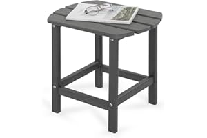 TORVA Adirondack Outdoor Garden Side Table, HDPE Recycled Plastic End Table for Patio, Garden Coffee Table Weather Resistant, Grey Color