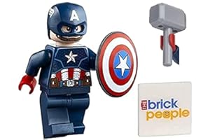 LEGO Supereroi: Capitan America Minifigure con Scudo e Mjolnir