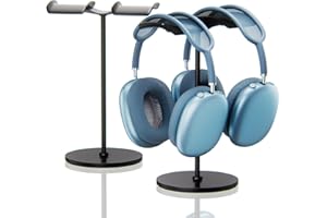 NQQNQQ Aluminum Dual Headphone Stand for Over-Ear Gaming Headsets – Heavy Base Holder Compatible with Beats, Bose, ATH, AKG. D-A (Black)