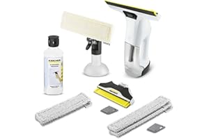 APH REINIGUNGSTECHNIK Kärcher WV 6 Premium Fenstersauger weiß (inkl. Zubehör, 100 min Akkulaufzeit, Fensterreiniger für Fenster, Fliesen, Dusche und Vitrinen) (inkl. 1x Glasreiniger RM500 & Wischbezug Outdoor)