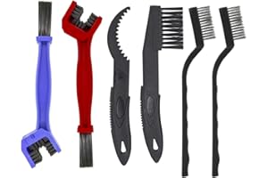 FIMWOLZ Set di 6 spazzole per la pulizia della catena Spazzola per la pulizia della catena di moto e biciclette in nero blu e rosso Bicicletta Set Spazzola Pulizia Pignone Catena"