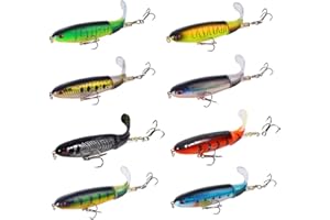 DOITPE - Set di esche da pesca, 8 pezzi, Whopper Plopper Bass Lures con Topwater Floating Coda Rotante Artificiale Hard Bait Swimbaits lento affondando Hard Lure Fishing Tackle Kit