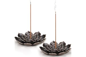 Incense Holder, DALOMGZL 2 Pcs Lotus Brass Incense Holder 6-Hole for Stick, Cone & Coil Incense, Stick Incense Holder Cone Incense Burner, Ideal for Office, Tea House, Meditation, Yoga, SPA
