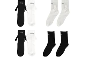 HFDONGL 4 pary zabawnych skarpet magnetycznych z przyssawką, 3D, dla lalek, para skarpet przyjaźni, skarpety przyjaźni, uniseks, zabawne skarpety dla par, skarpety dla pary, czarny, Large