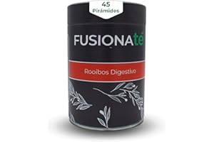 FUSIONATE Rooibos Digestivo, Lata de 45 pirámides Bolsitas de Té, Infusión 100% Natural, Digestiva y Baja en Calorías, Sin Teína