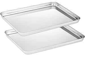 Velaze Bandejas para Horno de Acero Inoxidable, Juego de Bandejas Rectangular Antiadherente para Hornar, Saludable y No Tóxico, 2 Piezas(40 x 30 x 2,5 cm)