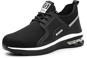 Padgene Safety Trainers Mens Womens Steel Toe Cap Trainers Puncture Proof Work Trainers Lightweight Safety Shoes Breathable Non-Slip Industrial Protective Sneakers with Air Cushion
