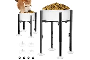 FUNVALLEY SURPERFECT Adjustable Elevated Dog Bowl Stand - 4 Height Settings (8.6", 10.4", 11.6", 14") - Sturdy Metal Raised Feeder for Small, Medium & Large Dogs - Improves Posture & Digestion (Bowls Not Included)