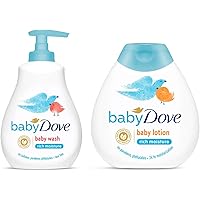 Baby Dove Rich Moisture Hair to Toe Baby Wash, 200 ml & Rich Moisture Nourishing Baby Lotion (200ml) Combo