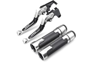 MOTORFISH Adjustalbe Kit de poignées de guidon de frein à main pliables et extensibles en aluminium pour Yamaha T-MAX 500 530 560 2001-2020 (T-MAX 2001-2007, kits argent)