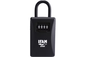 IFAM Candado Guarda Llaves Modelo G2, Portátil, Espacio para 20 llaves, Combinación 4 rodillos de 10 Cifras, Actividades Aire Libre, Llaves de Coche, Protege de Golpes y Humedad, Color Negro