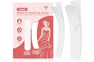 Hbaid Double Sided Body Tape and Clothing Tape(160 Pack), Transparent Fashion Tape for Clothes & Body, All-Day Adhesive Strength, Two shapes for All Fabric Types and Sensitive Skin