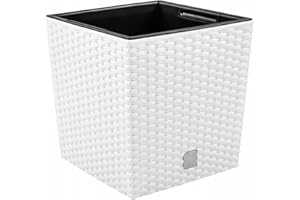 Prime Garden® SquarePot Maceta de ratán de plástico con inserto para casa, jardín, terraza, porche, cuadrada, resistente a las inclemencias del tiempo, resistente a las heladas, 20 x 20 x 20 cm, color