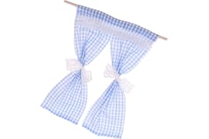 Uticon Dollhouse Mini Curtain, Miniature 1:12 Cute Lace Curtain Drapes Handmade Play Toys Dollhouse Decoration - Blue
