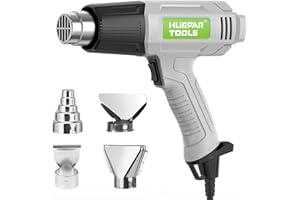 Huepar Tools Pistola ad Aria Calda Professionale, Pistola Termica 2 Temperatura 400℃/550℃ con 4 ugelli, con Protezione da Sovraccarico per Restringere, la Sbucciatura della Pittura, Scongelare