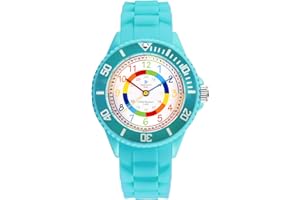 Alienwork Kids Montre Pédagogique Apprendre l'Heure Enfants Garçon Fille Temps d'apprentissage Résistant à l'eau 5 ATM
