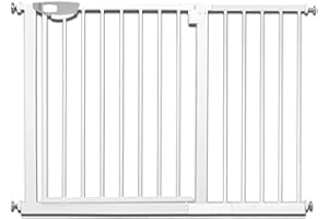Froadp Cancelletto di Sicurezza per Bambini e Animali, Barriera di Protezione della Porta per Cani, Cancello Senza Trapano, Porta Grata per Bambino, Cancelletti Interni(Bianco, 105-115cm)