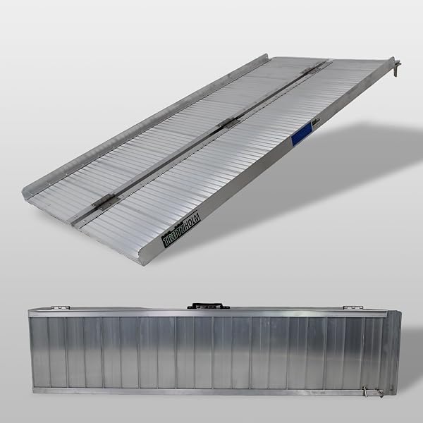 Faltbare Rollstuhlrampe Aus Alu – Kofferrampe Mit Sicherheitsrand Für Rollstühle & Rollatoren Bis 272 Kg, 152 Cm Lang