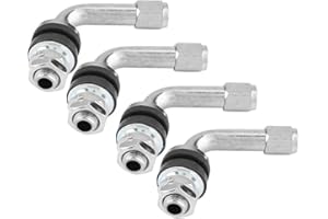 Gorgeri 4 pezzi Angolo di 90 gradi Aste Valvola Pneumatico,Aste di Valvola in Lega di Alluminio & Gomma per Pneumatico Moto Auto