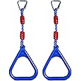 REZNOR Heavy Duty Triangle Rings Set of 2 with Locking Delta Quick Links for Indoor Jungle Gym Play Set and Outdoor Playground for Swing Set, (Blue)