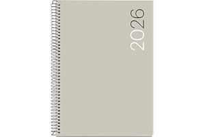 Miquelrius - Agenda 2026 semana vista, Similar A5+ (155 x 213 mm), Cubierta flexible polipropileno, Espiral, Papel 80 g/m², Planificador semanal, Español-EN-PT, Color negro