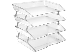 Acrimet Vassoio Facility Portalettere a 4 Ripiani/Organizzatore di Documenti per Scrivania, Laterale A4, Plastica (Colore Trasparente)