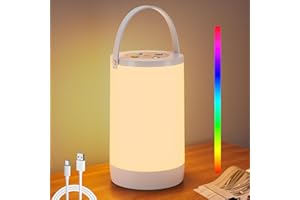 ‎HENSAM Hensam LED Nachttischlampe Akku für Schlafzimmer- Tischlampe Kabellos Outdoor, Stilllicht Dimmbar Rot und 3000K, Schlaflicht Baby, 2200mAh, Tragbares