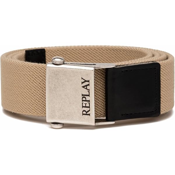 Replay Cintura In Pelle Uomo – Fibbia Quadrata Con Logo, Made In Italy – Cintura Casual Elegante Per Jeans, Vestibilità Regolabile