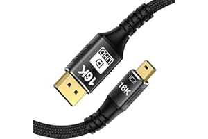 YIWENTEC 16K Mini DisplayPort do DisplayPort Kabel 2.1, 16K (15360 x 8640), 60 Hz, 4K, 240 Hz, 8K, 144 Hz, HDR, DSC1.2a, G-Sync FreeSync (3M)