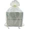 LYSXP 30pcs Organza Bags, 10x14Inch Ivory Large Sheer Wedding Favor & Party Candy Bags with Drawstring