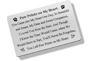 HEIGEBI Pet Memorial Gift Engraved Wallet Inserts Card Pet Sympathy Gift Pet Loss Gifts Loss of Dog or Cat Memorial Gifts Paw Prints On My Heart Wallet Card Remembrance Sympathy Gift for Dog Lovers