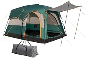 HOMASIS Tente de Camping avec Auvent 4-6 Personnes pour Famille, Tente Tunnel avec 2 Séparateurs de Pièce et 3 Entrées avec Sac de Transport pour randonnée, Facile à Monter