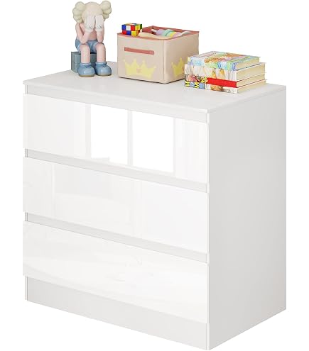 AKORD Kommode K-100 Blanche - Commode 2 Portes 3 Tiroirs Moderne Pour Salon Et Chambre 35x76x101 Cm
